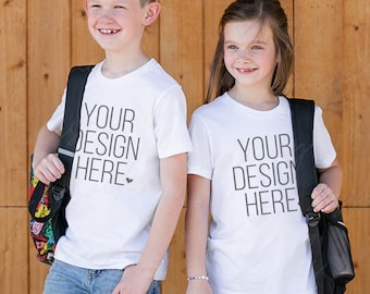 Bella Canvas 3001y Kids T-shirt Mockup: Sibling Mockup (Digital Download)