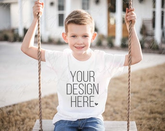 White Kids Shirt Mockup: Bella Canvas 3001Y (Digital Download)