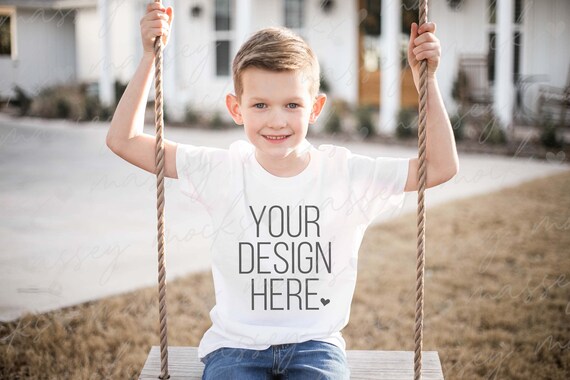 White Kids Shirt Mockup: Bella Canvas 3001Y (Digital Download)