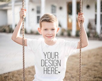 White Kids T-Shirt Mockup: Bella Canvas 3001Y (Digital Download)