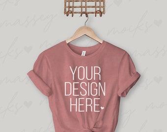 Bella Canvas 3001 Mockup: Mauve T-Shirt Model (Digital Download)