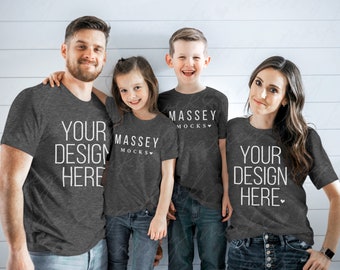 Family Shirt Mockup: Dark Grey Heather Bella Canvas 3001 (Digital Download)