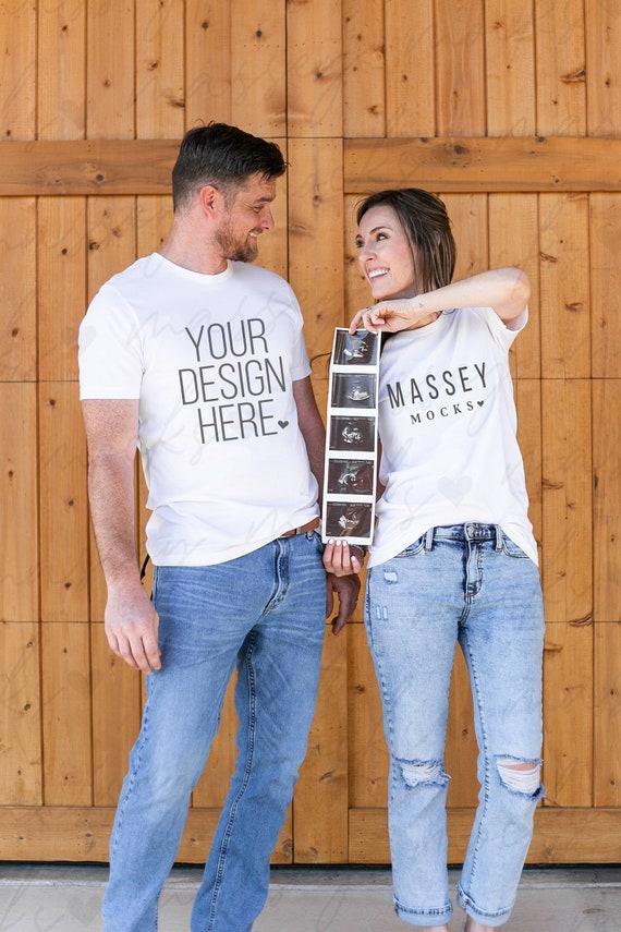 Bella Canvas 3001 Couple Mockup: Pregnancy Announcement (Digital Download)