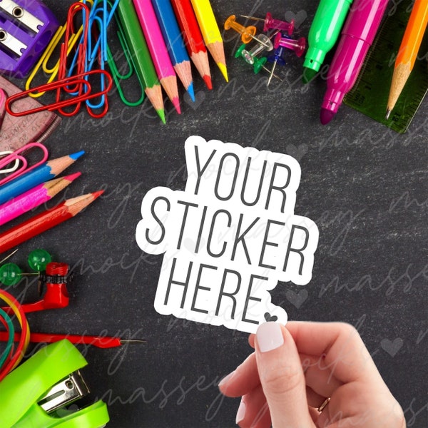 Teacher Sticker Mockup | Photoshop Mockup | Hand Holding Sticker | Smart Object Mockup | School Sticker Mock Up PSD File | PNG JPG