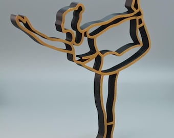 3D Printed Yoga Sculpture: Dancer Pose Figurine, Gold Accent