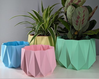 Vaso para Plantador Impresso em 3D: Design Geométrico Moderno, PLA Ecológico