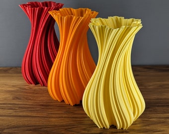 Minimale 3D gedruckte Vase, gewelltes Design, originelle und moderne Wohnkultur, Geschenk für sie, originell, umweltfreundlich, Geschenk für sie