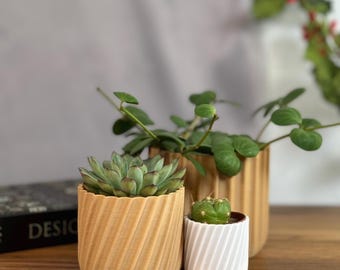 Fluted 3D Printed Planter Pot: Modern Eco-Friendly Home Decor
