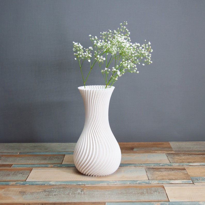Moderne Wirbelvase, 3D gedruckte Vase, originelles Wohndekor, Geschenk für sie, umweltfreundlich, Muttertagsgeschenk, Vase im nordischen Stil Bild 5