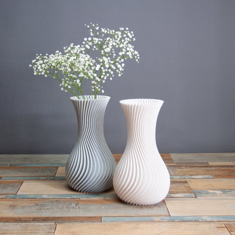 Moderne Wirbelvase, 3D gedruckte Vase, originelles Wohndekor, Geschenk für sie, umweltfreundlich, Muttertagsgeschenk, Vase im nordischen Stil Bild 6