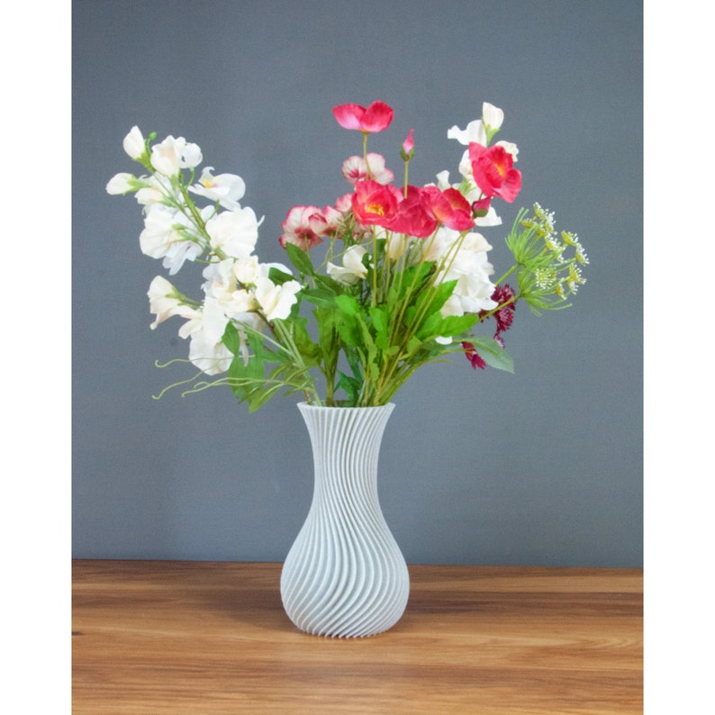 Moderne Wirbelvase, 3D gedruckte Vase, originelles Wohndekor, Geschenk für sie, umweltfreundlich, Muttertagsgeschenk, Vase im nordischen Stil Bild 9