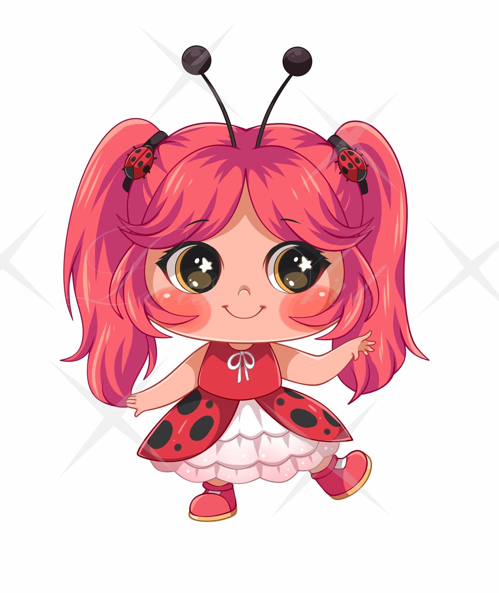 Ladybug Girl Clipart. Cute Girl Clipart. Instant Download Girl Etsy