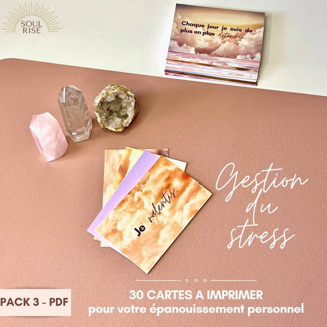 30 Cartes Citations Sur La Gestion Du Stress Pour La Serenite Etsy