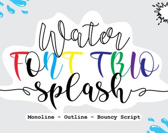 Water Splash Font | Bouncy Script Font, Script Font, Font with Tails, Wedding Font, Cursive Font, Font for Cricut