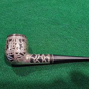Vintage Bull Dog Medico Sterling Silver Overlay Smoke Pipe 