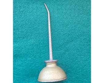 Vintage 1950s Galvanized Steel Oiler: Angled Spout Oil Can