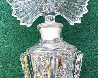Vintage French Art Deco Cut Glass Starburst Perfume Bottle
