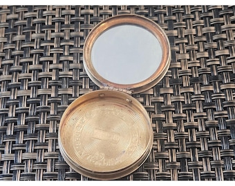 Vintage 1920s - 50s COTY AIR SPUN rouge brass compact with mirror