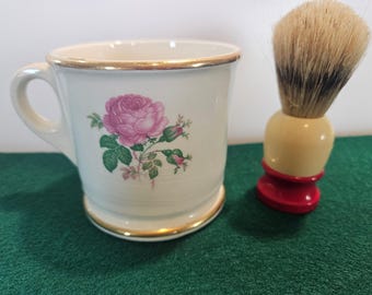 Antique Shaving Mug Edwin M. Knowles China Co. Red Rose Motif.