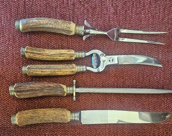 VINTAGE Anton Wingen Solingen Germany Engraved Carving Fork and