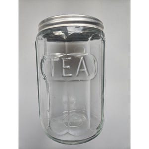 Vintage Ribbed Hoosier Tea Jar, 4 3/4 Inch and coffee jar is 7-inch, Antique Glass Jars, 1920&#39;s, Aluminum Lid,