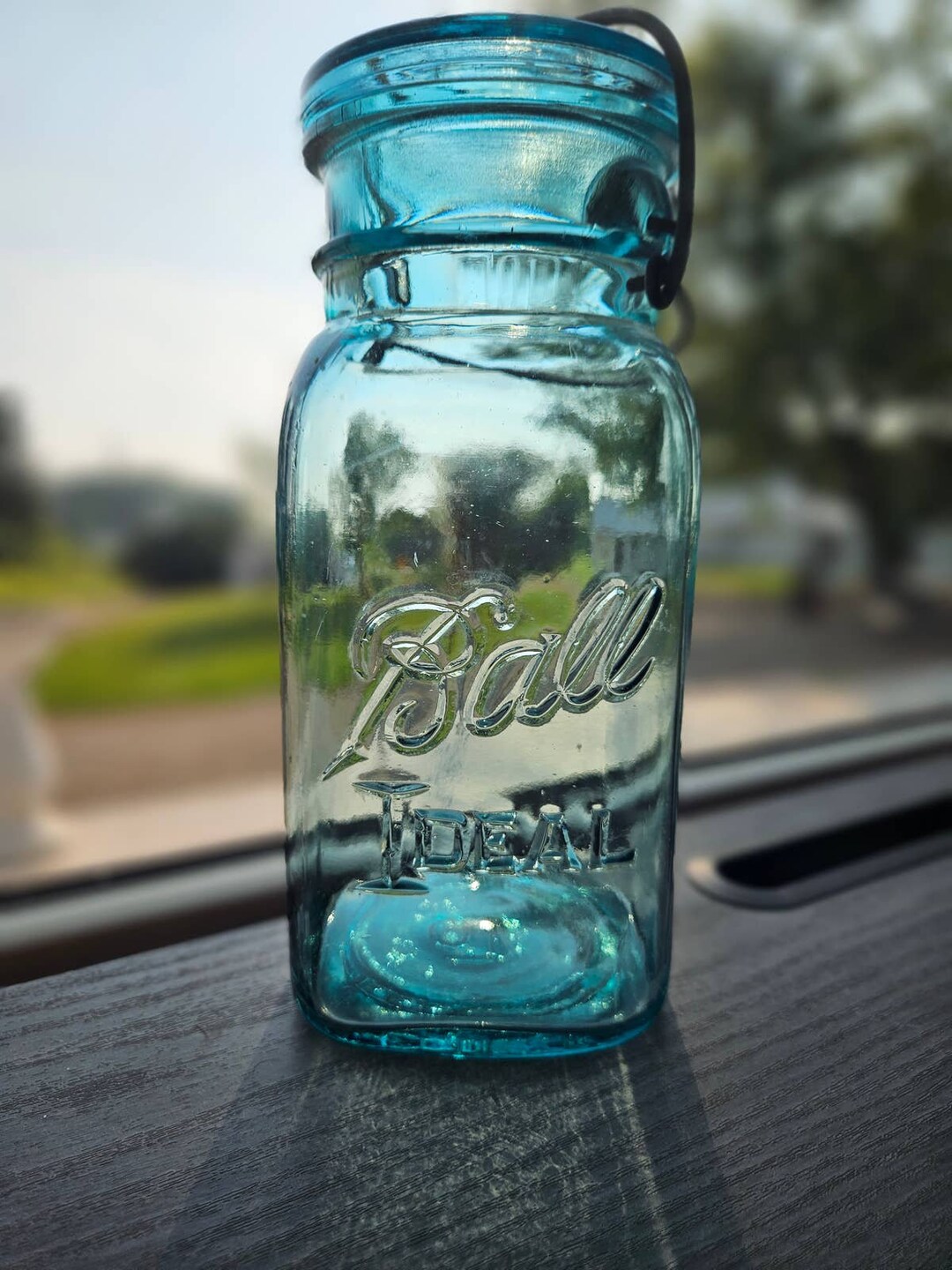 Square Blue Ball Jar Quart Blue Ball Ideal Mason Jar Vintage 1923 to