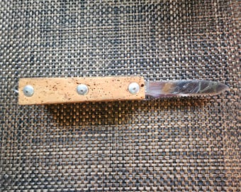Italian cork handle single blade pocket fishing knife boating stainess.