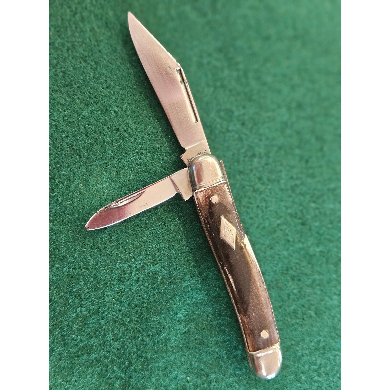 Navaja de bolsillo imperial vintage con filo de diamante de dos hojas, de Stockman (poco común)