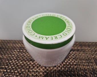 Vintage Pond&#39;s Deep Cleansing Cold Cream Milk Glass Jar Metal Lid 13.4 Oz