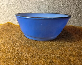 Anchor Hocking Fire King Bold Color Blue/Black Rim Cereal Bowl.