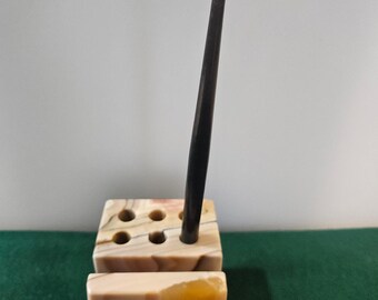 Vintage Onyx Pen Holder Desk Organizer.