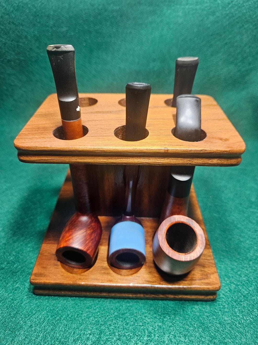 Decatur Industries Pipe Rack Vintage Mid-century Double-sided Pipe Rack - 6 Pipe Holder Wood Pipe ...