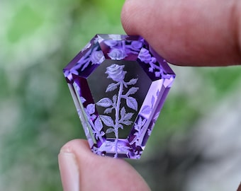 Intaglio, Amethyst 28.75ct, Intaglio-Anhängerstein, Intaglio-Schmuckstein, Intaglio-Stein, Intaglio-Edelstein, Intaglio-Quarz