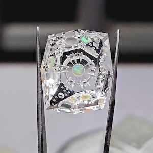 Clear Quartz Intaglio Carving Gemstone, 30 ct Hand Carved Crystal Quartz Loose Stone, Fantasy Cut Collector Gem for Pendant or Ring