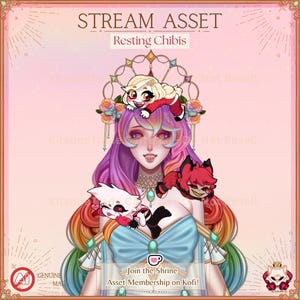 Vtuber Streaming Twitch Asset - Hazbin Hotel - Set 1 - Resting Chibis