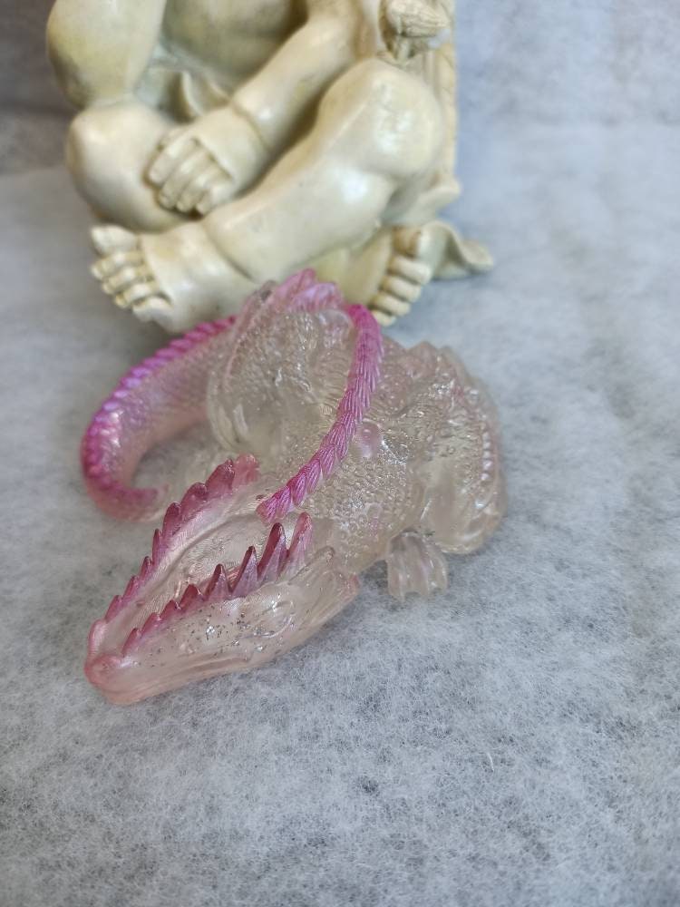 Dragon en Résine Transparent et Rose