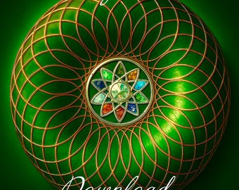 Druk „Portal Energetyczny Torusa” z miedzi | Mandala w geometrii świętej | Pobieranie cyfrowe 8x10, 16x20