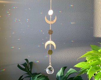 Suncatcher, Rainbow Maker, Dopamine Decor, Crystal Prism Sun Catcher, Light Catcher, Feng Shui Decor, Hanging Crystal Suncatcher, Moon phase