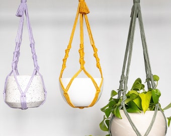 Macrame Plant Hanger #1 - No Tail Hanging Planter,  Hanging Plant Holder, Indoor Plant Hanger, Pet friendly plant hanger, Hanging Pot