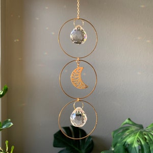 Crescent Moon Suncatcher, Rainbow Maker, Dopamine Decor, Crystal Prism Sun Catcher, Light Catcher, Feng Shui, Hanging Crystal Suncatcher