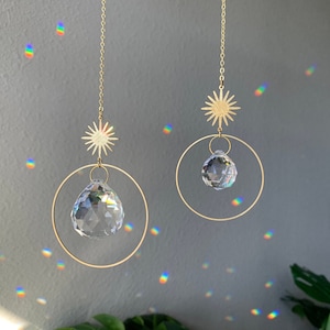 Sunburst Suncatcher, Rainbow Maker, Dopamine Decor, Crystal Prism Sun Catcher, Light Catcher, Hanging Crystal Suncatcher, Sympathy Gift
