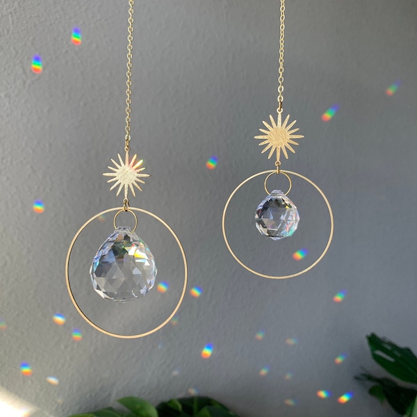 Sunburst Suncatcher, Rainbow Maker, Dopamine Decor, Crystal Prism Sun Catcher, Light Catcher, Hanging Crystal Suncatcher, Sympathy Gift