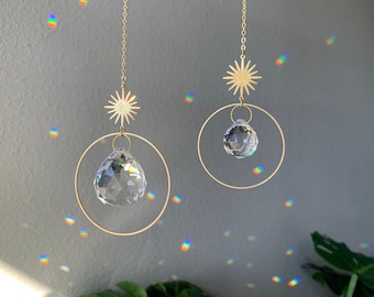 Sunburst Suncatcher, Rainbow Maker, Dopamine Decor, Crystal Prism Sun Catcher, Light Catcher, Hanging Crystal Suncatcher, Sympathy Gift