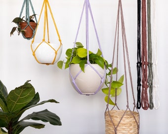 Simple No Tassel Macrame Plant Hanger, No Tail Plant Hanger, Plant Hanger Without Tail, No Tassle Hanging Planter, Minimalist Plant Hanger