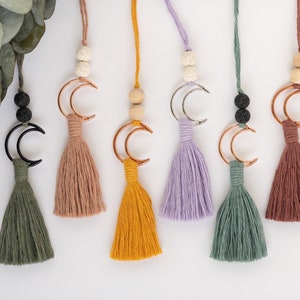 Moon Tassel Car Charm Diffuser, Moon Rearview Mirror Charm, Boho Car Accessories, Goth Car Accessories, Interior Car Decor, Moon Ornament