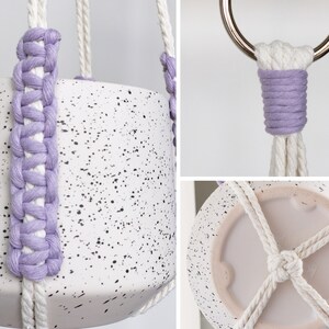 Minimalist No Tassel Macrame Plant Hanger with Customizable Accent Colors - No Tail Hanging Plant Holder, Pet friendly plant hanger afbeelding 4