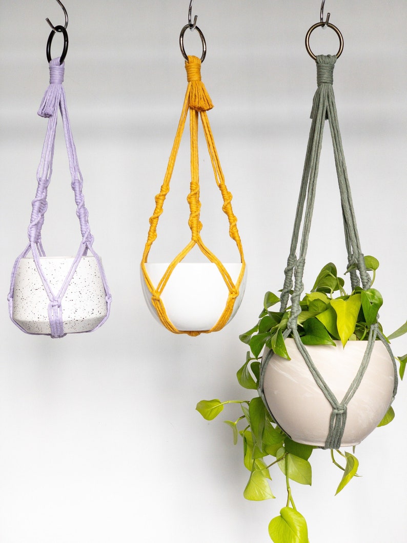 No Tassel Macrame Plant Hanger, No Tail Hanging Planter, Hanging Plant Holder, Indoor Plant Hanger, Pet friendly plant hanger, Hanging Pot image 2