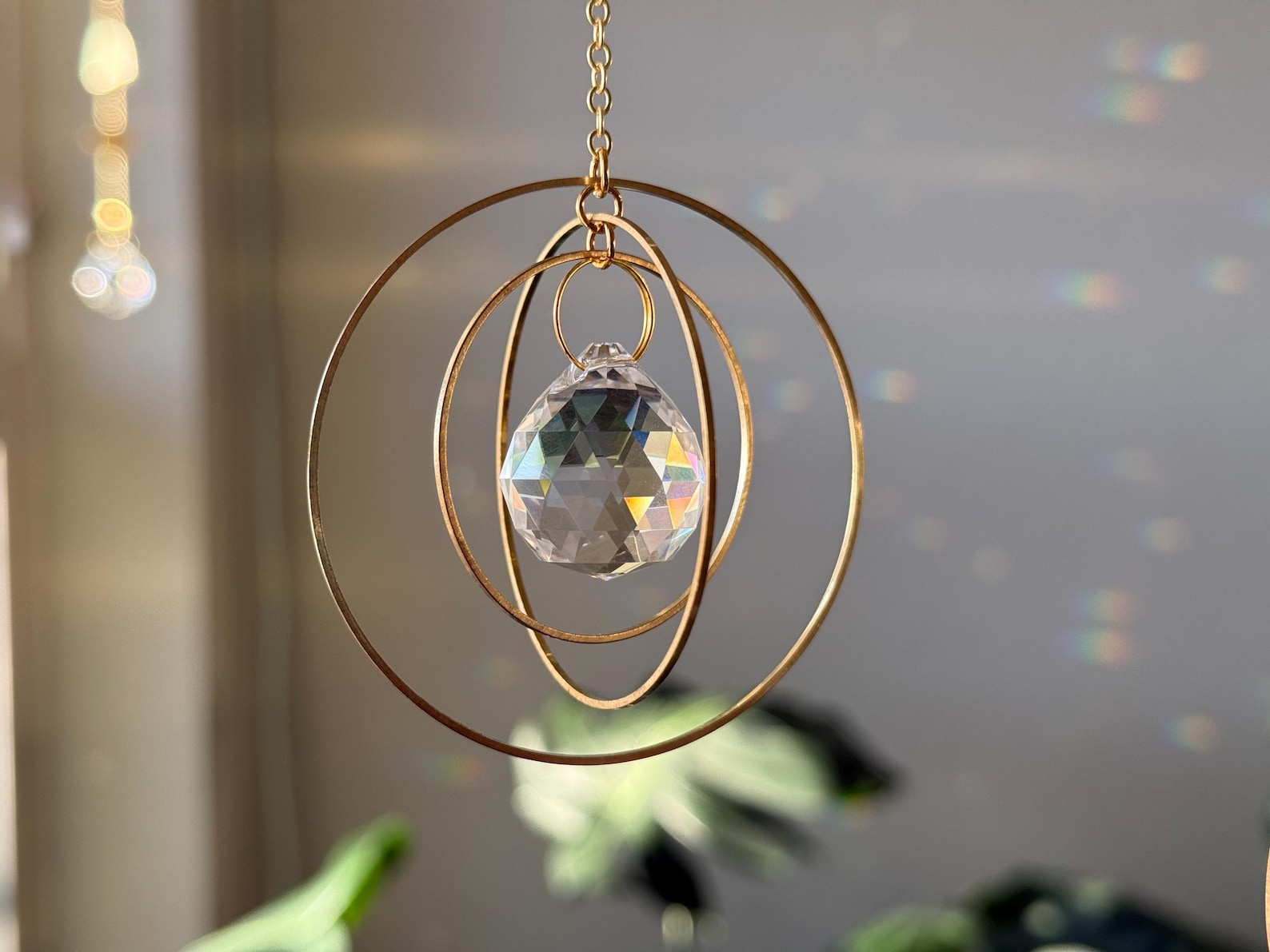 Suncatcher #5, Rainbow Maker, Dopamine Decor, Crystal Prism Sun Catcher, Light Catcher, Hanging Crystal Suncatcher, Sympathy Gift - Suncatcher, Mini