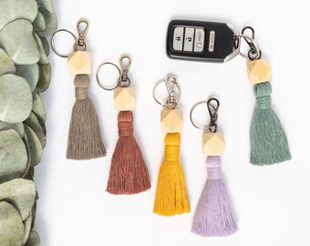 Tassel Keychain, Boho Keychain, Beaded Keychain,  Preppy Keychain,