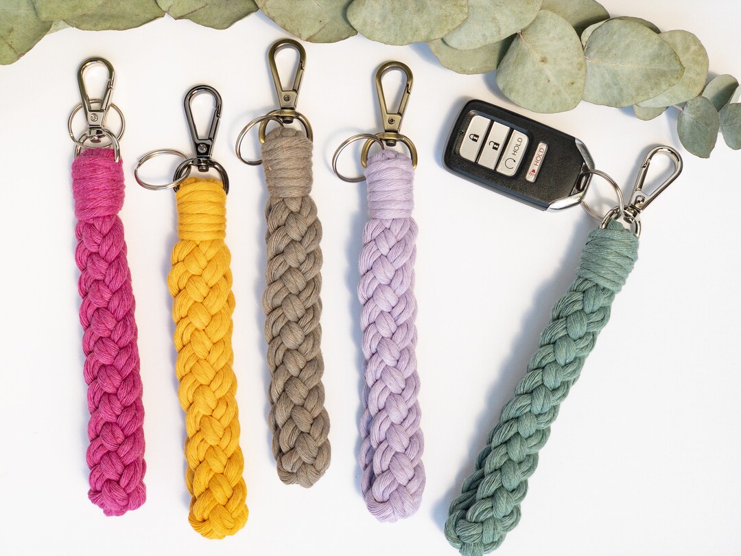 小物 OVY  Carabiner Macrame Keychain  i'm ok Braided Macrame Keychain Wristlet, Wrist Lanyard, Boho